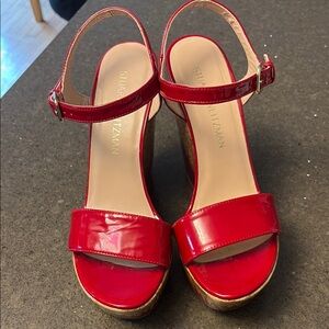 Stuart Weitzman Red Platform Sandals 7.5
